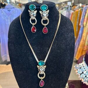 Elegant Gold and Red Jewelry Set